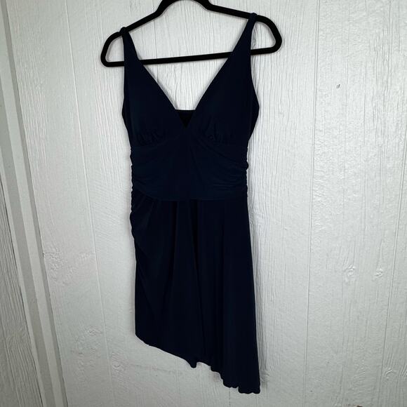 Magicsuit Swim Dress Plunge Navy Blue Size 14 Modest Beachy Resort Nautical - Picture 7 of 7